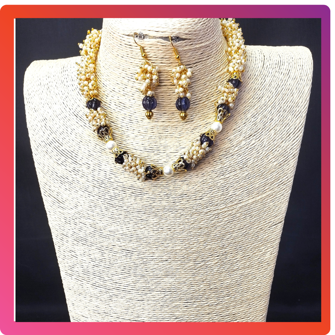 Purple Pumpkin Beads short Necklace /Choker set