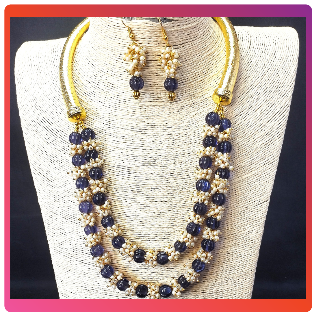 Purple Pumpkin Beads Necklace set