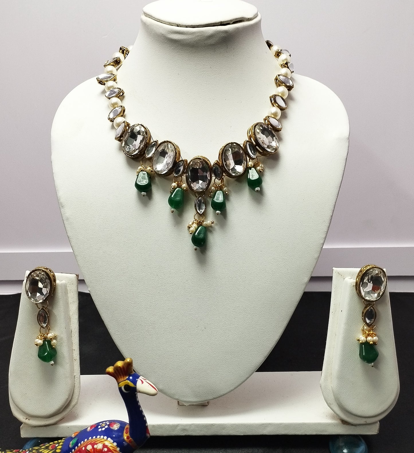 White kundan Necklace Jewellery set