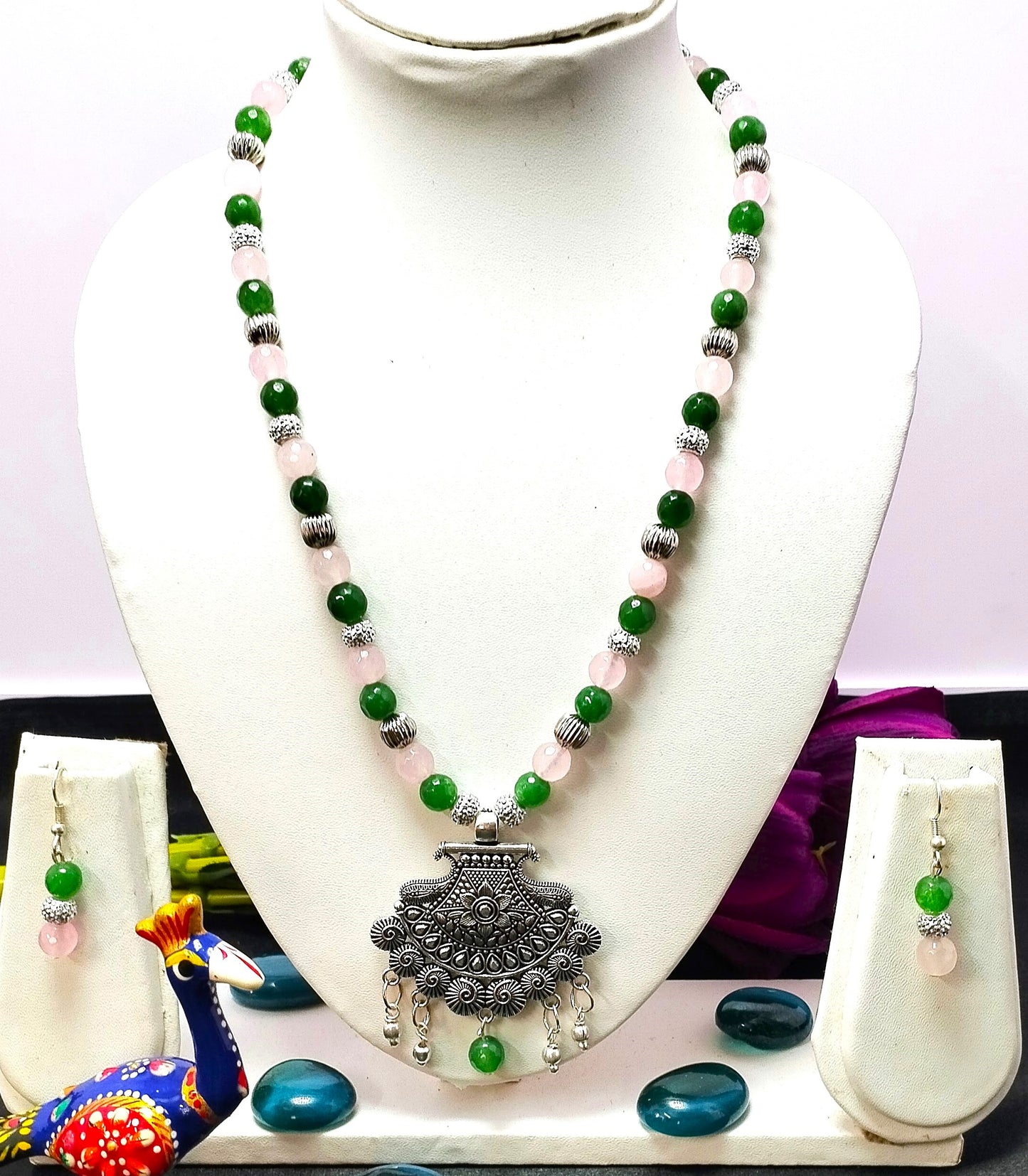Rose quartz and green Green Aventurine necklace
