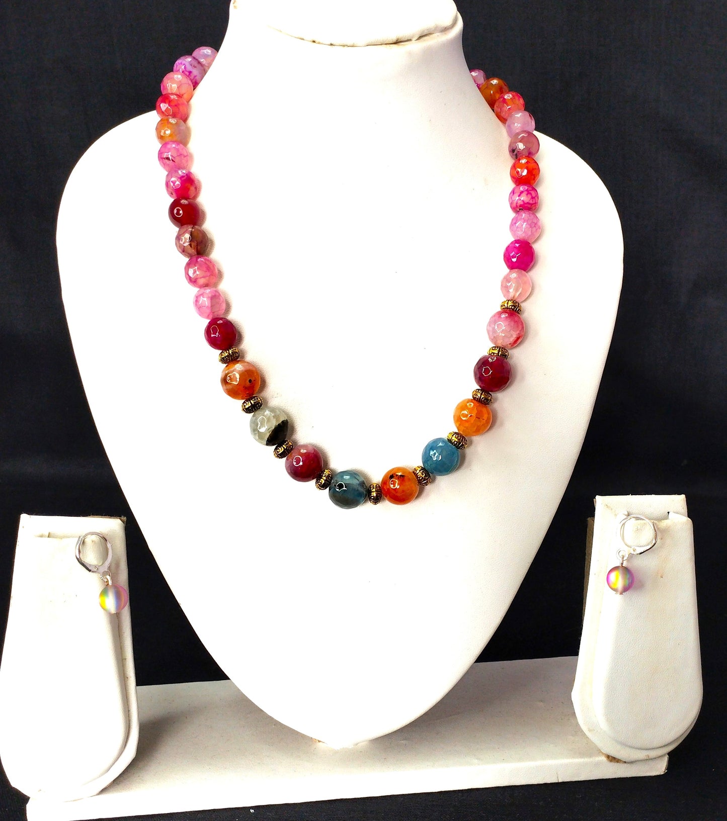 Rose Quartz Gemstone Necklace Set