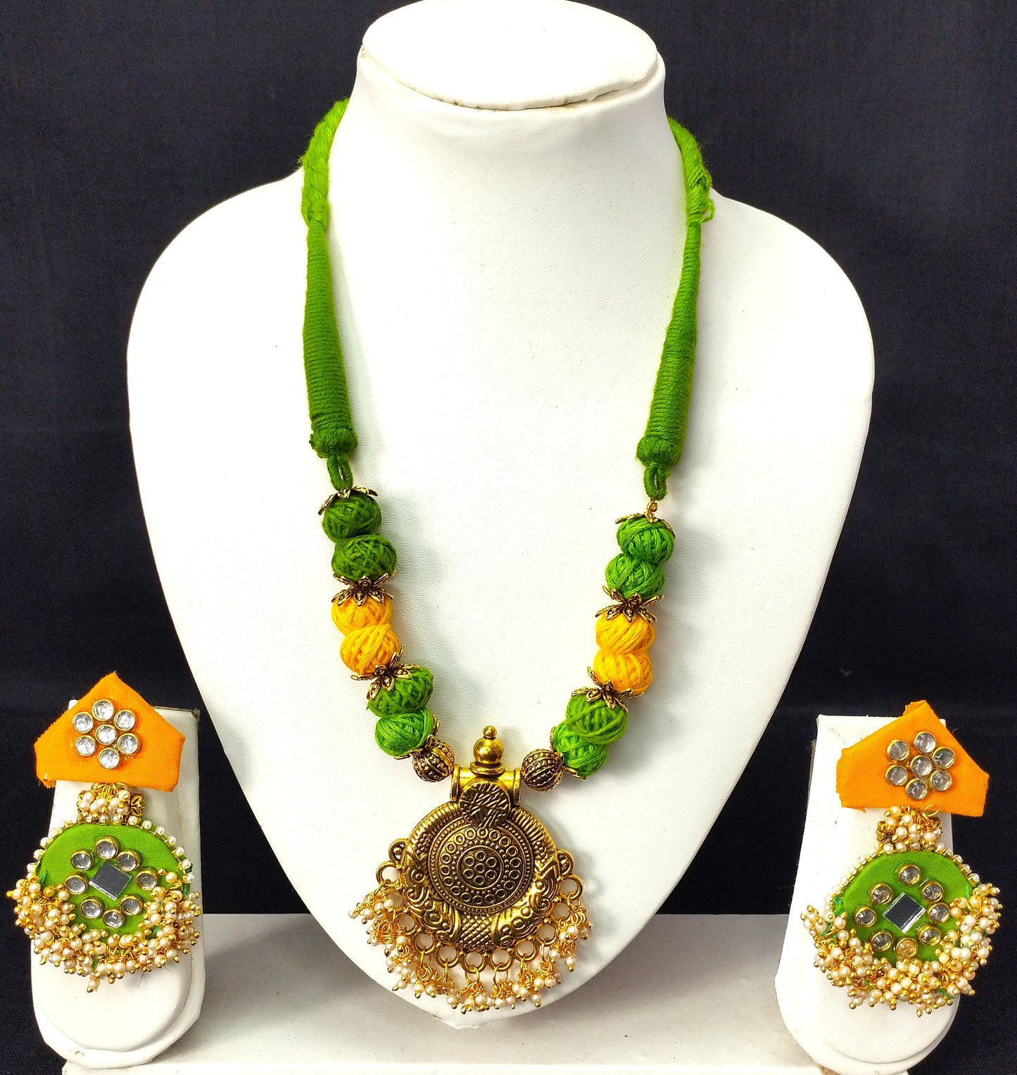 Yellow and Green Necklace set