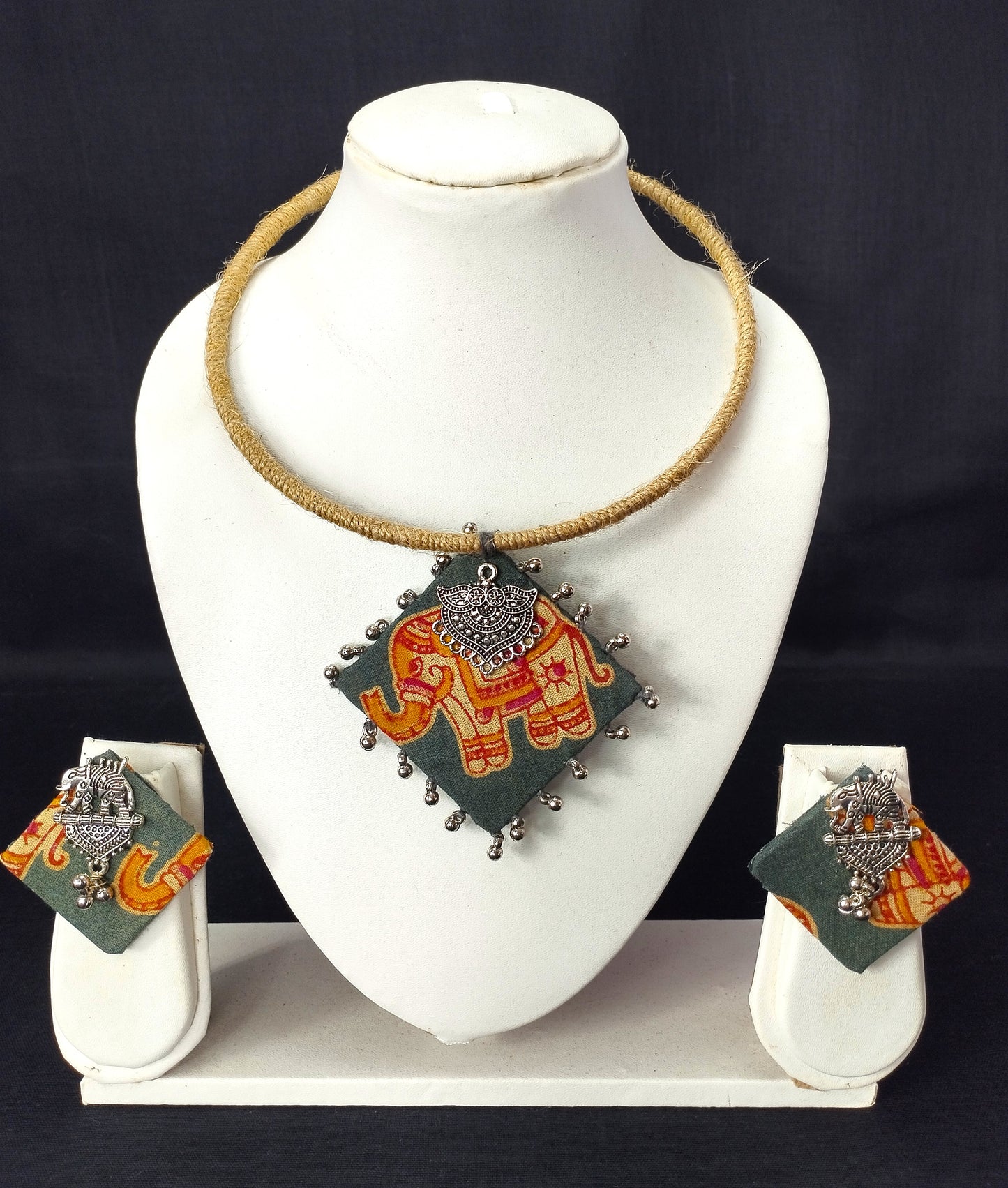 Grey elephant Fabric Jewellery