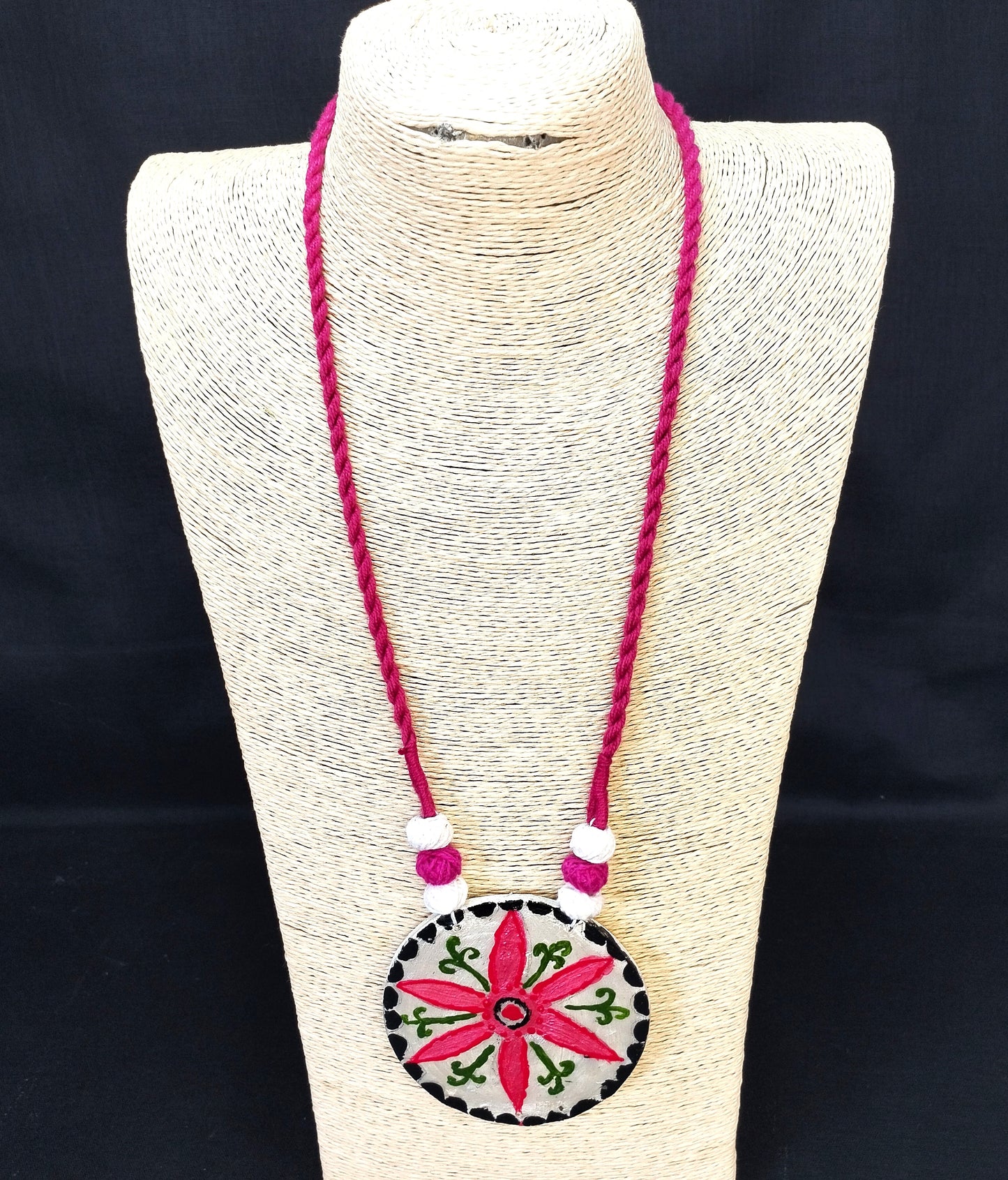 Pink Hand Painted Long Necklace-2