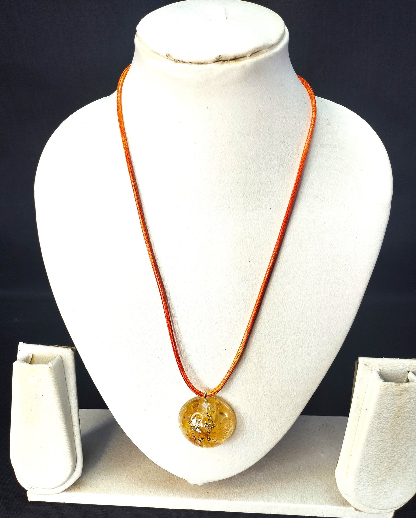 Black Thread Necklace with Resin pendant
