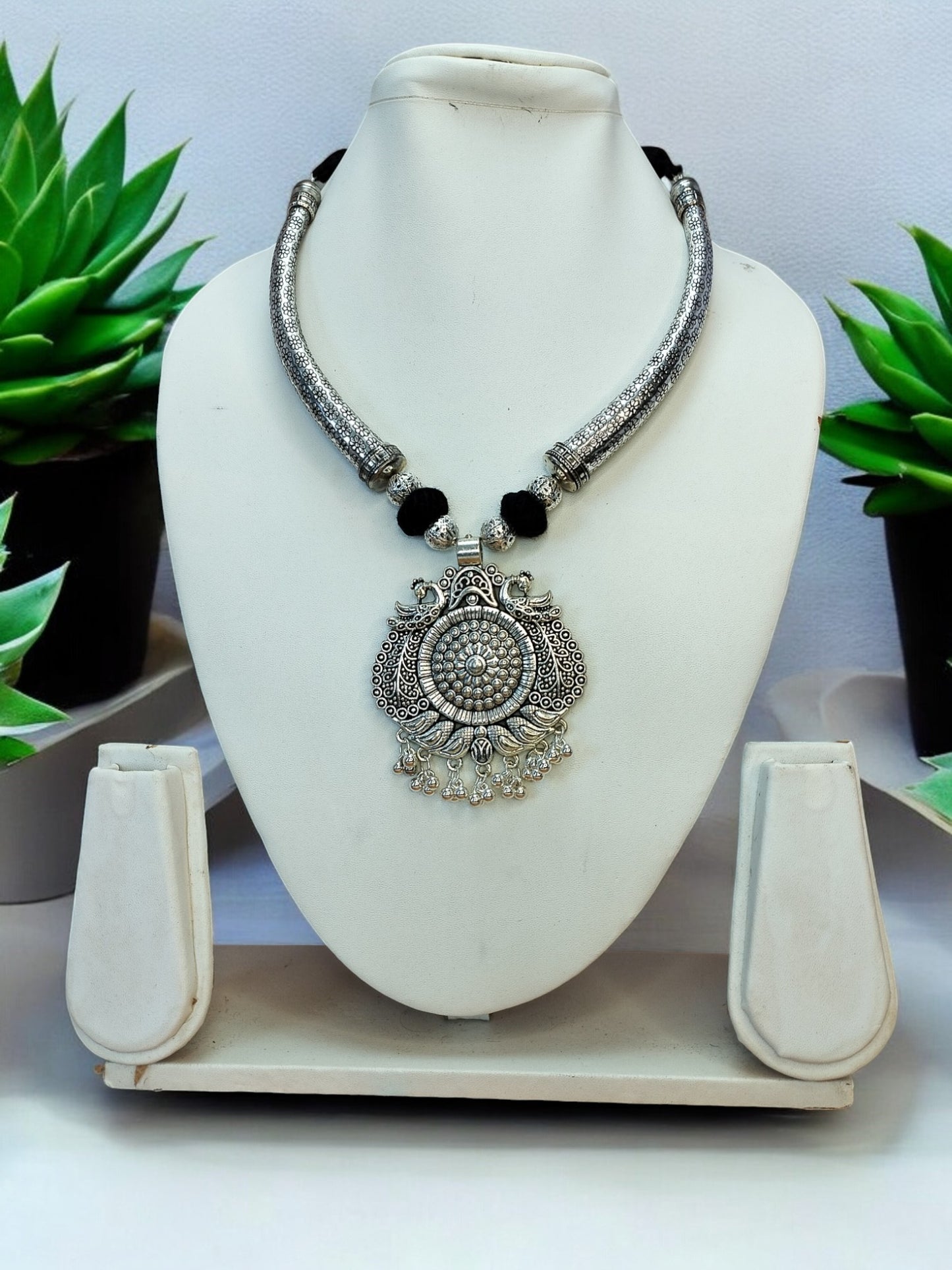 Oxidised silver Necklace set Black