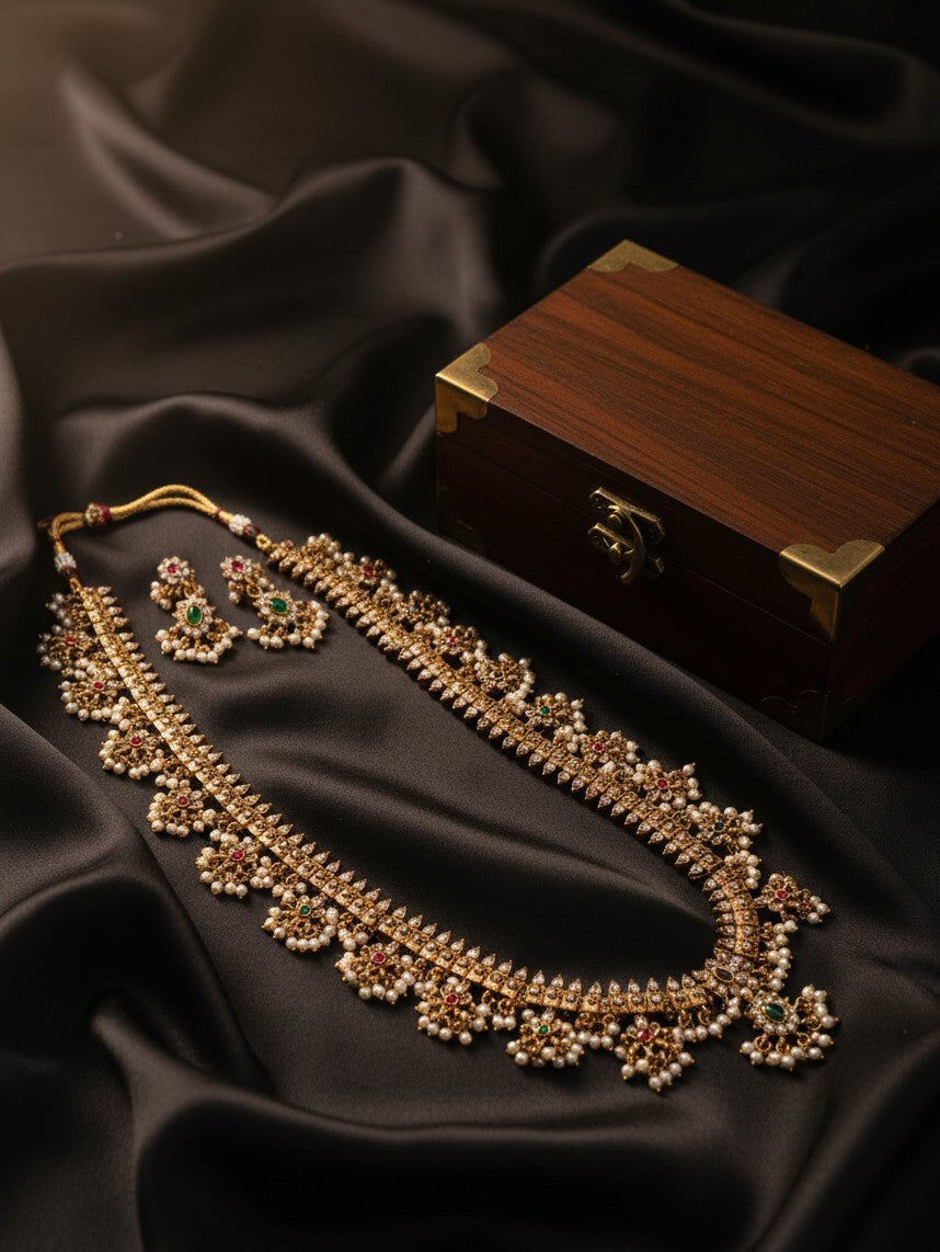 Traditional Guttapusalu Long Necklace Set