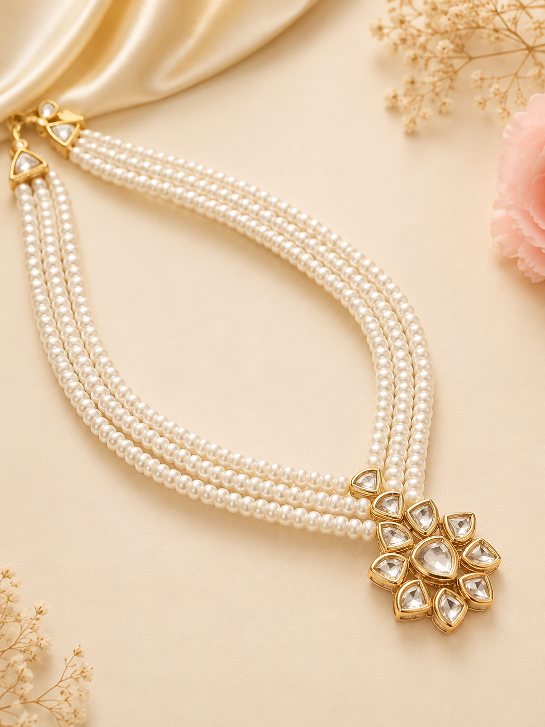 Pearl Statement Necklace – Royal Kundan Elegance