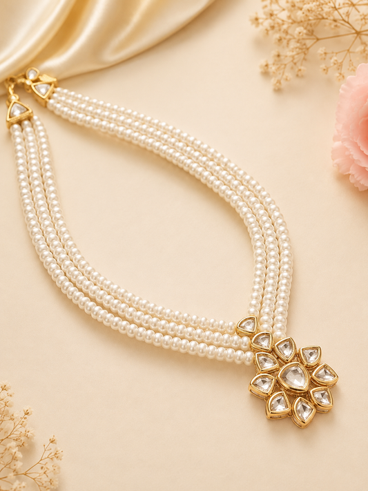 Pearl Statement Necklace – Royal Kundan Elegance