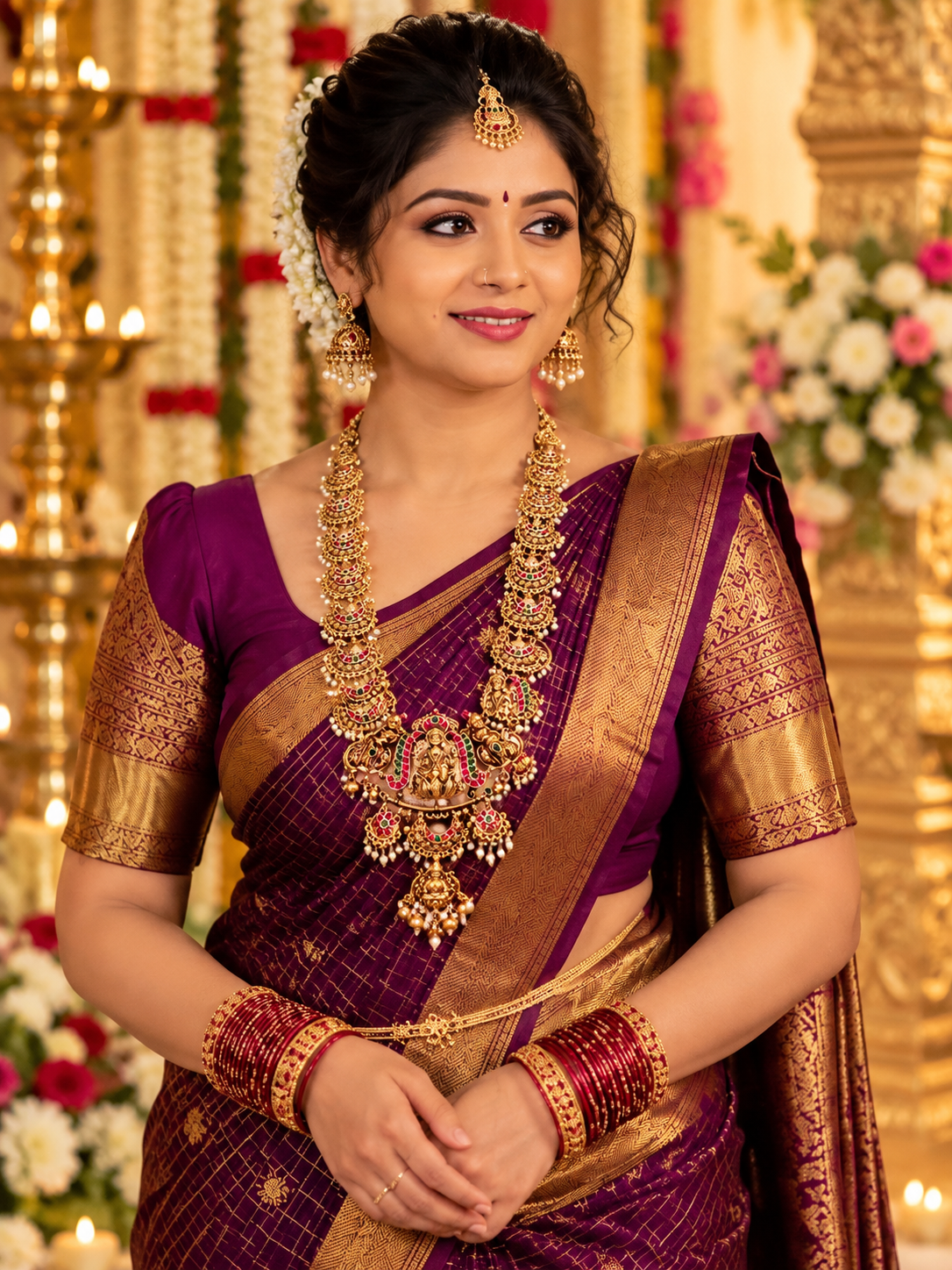 Traditional South Indian Temple Haram Necklace Set