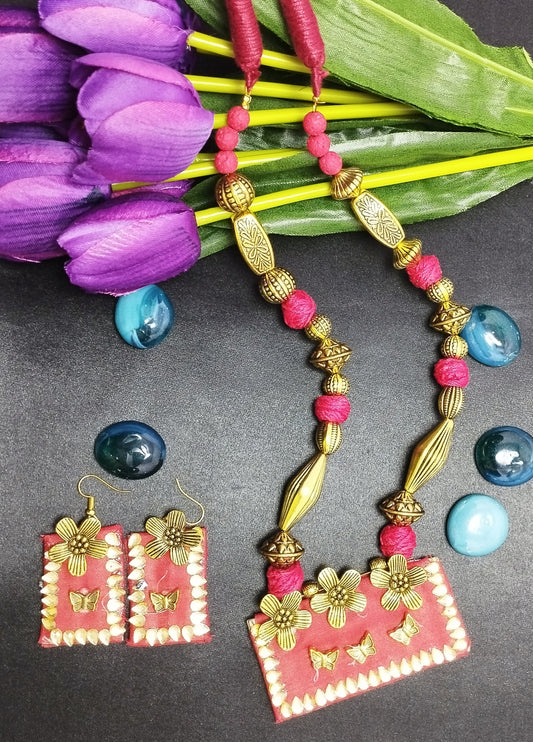 Ethnic Fabric Jewellery-Maroon