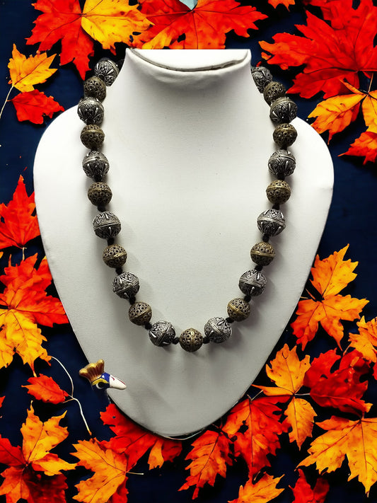 Oxidise and brass beads necklace