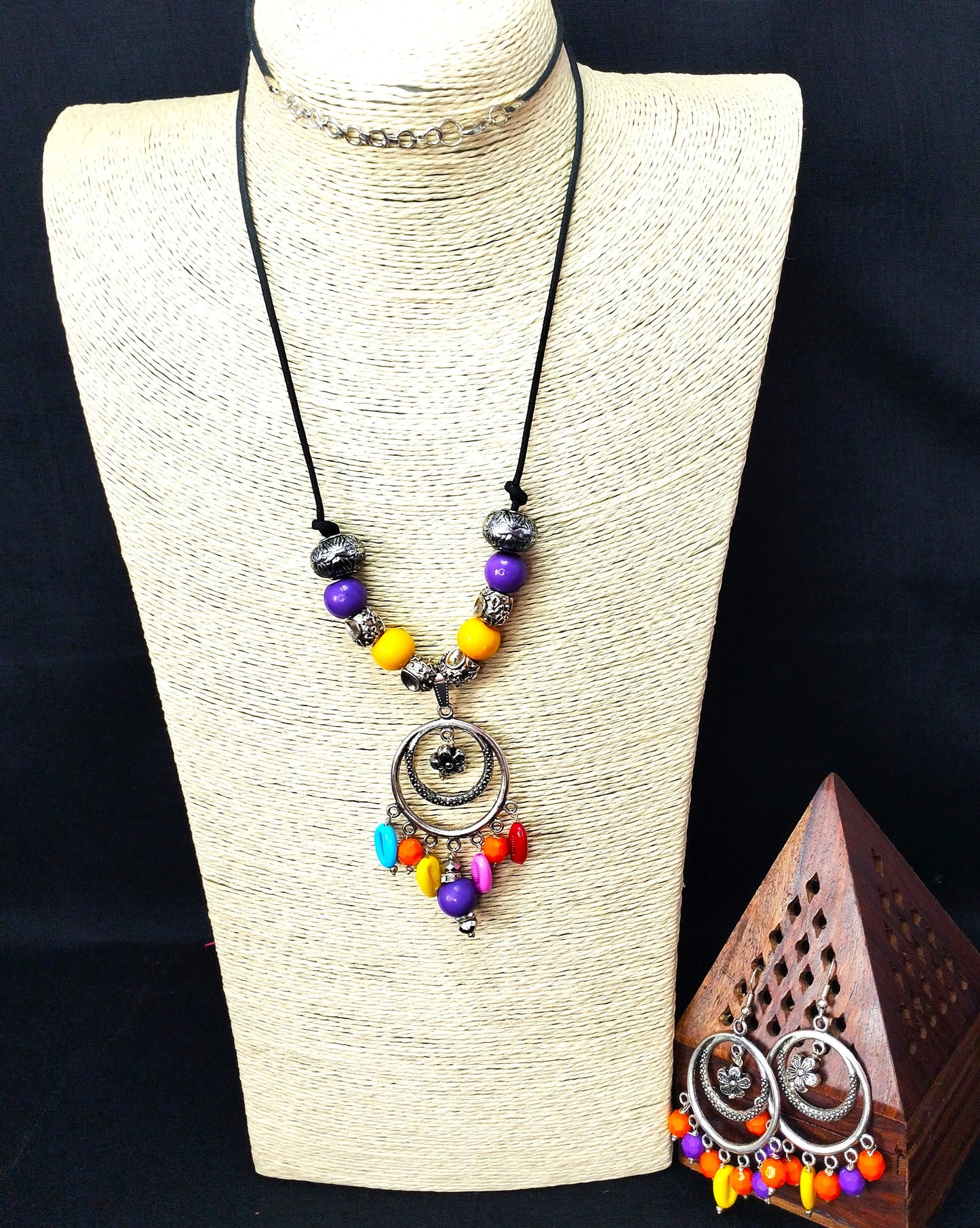 Black thread Long  Necklace