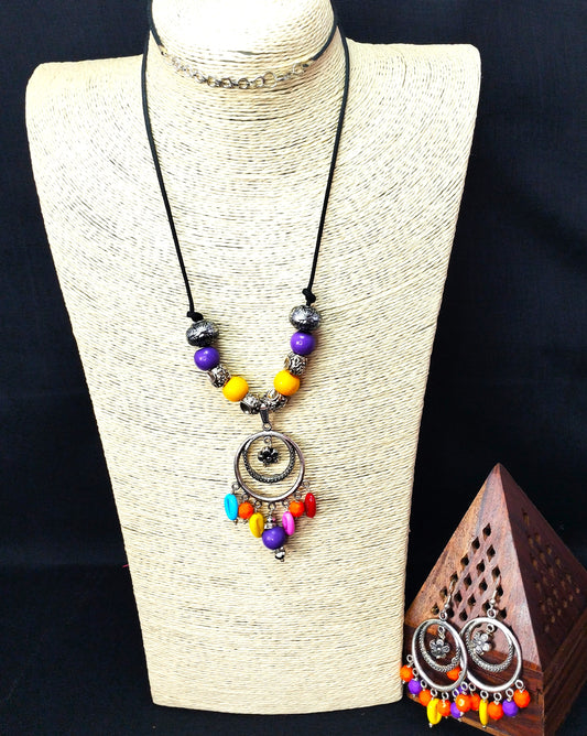 Black thread Long  Necklace