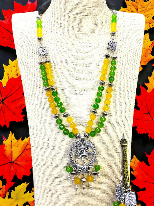 Green and Yellow Silver  necklace