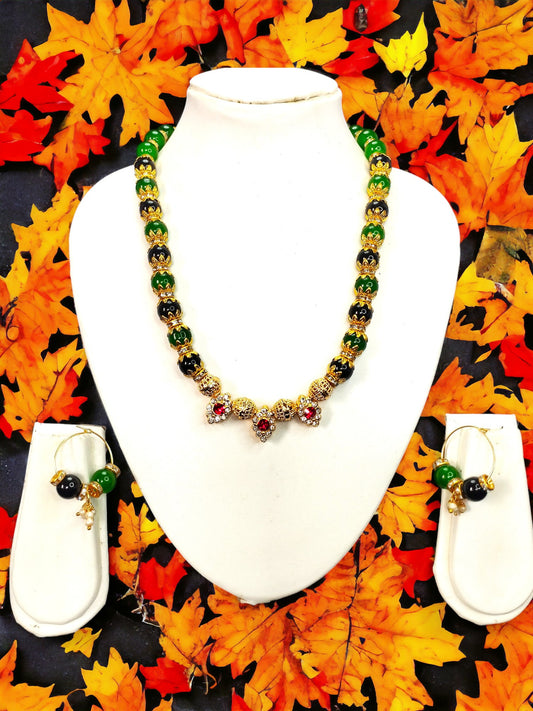 Green and Black glass beads Necklace