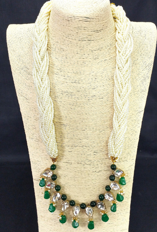 Green  Kundan Long necklace