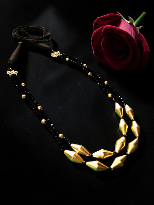Crystal Two-Layer Black & Gold Statement Necklace