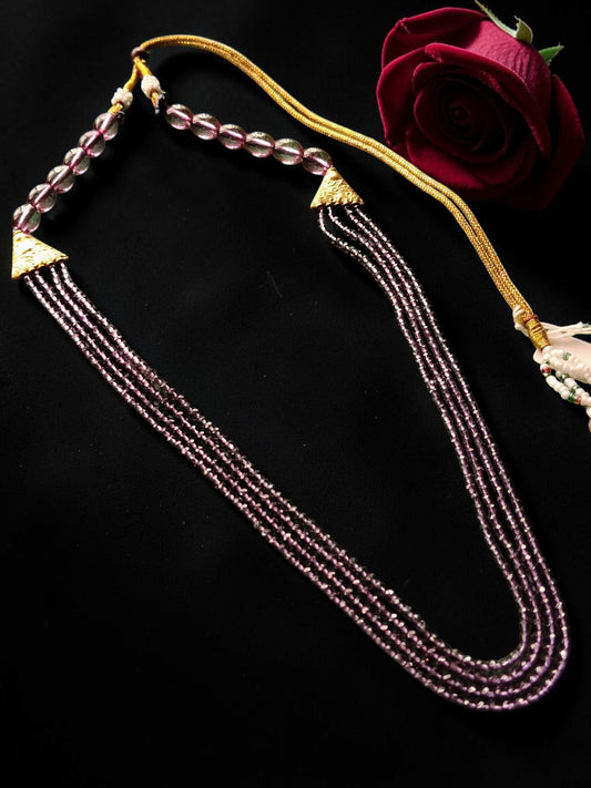 Lavender Pink Multi-Layer Crystal Necklace