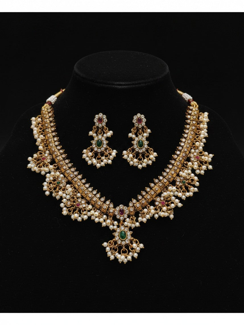 Traditional Guttapusalu Short  Necklace Set