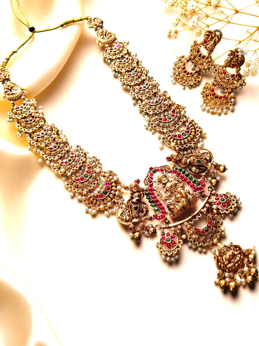 Traditional South Indian Temple Haram Necklace Set