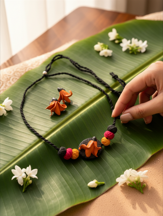 Handcrafted Clay Flower Necklace & Earrings Set