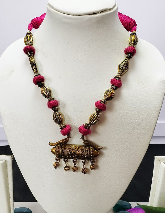 Cotton Balls necklace  Pink
